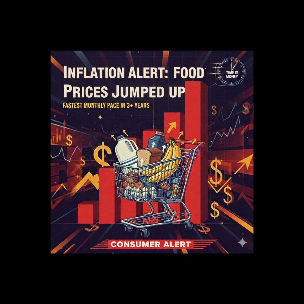 Data shows food prices rose at the fastest monthly pace in more than three years