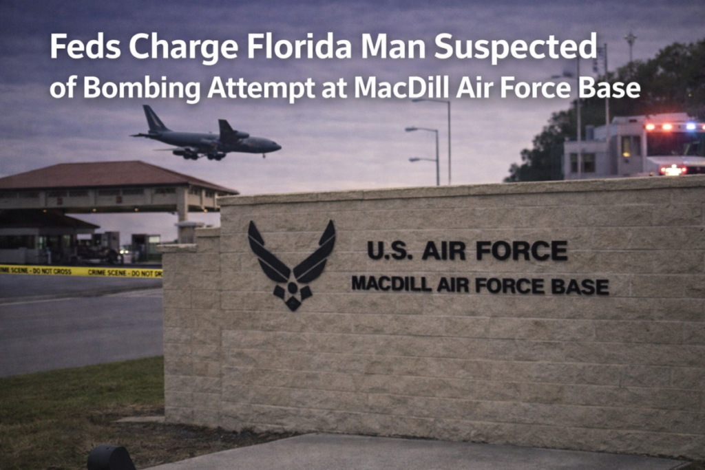 Florida man charged with attempted detonation of improvised explosive device at MacDill Air Force Base