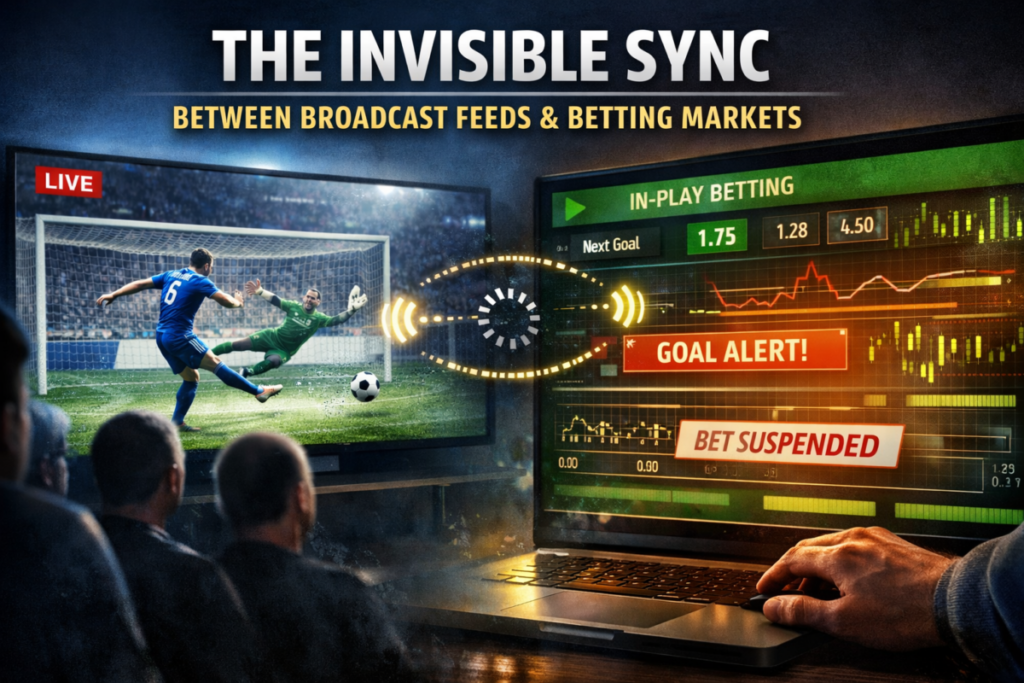 Invisible synchronization between broadcast feeds and betting markets